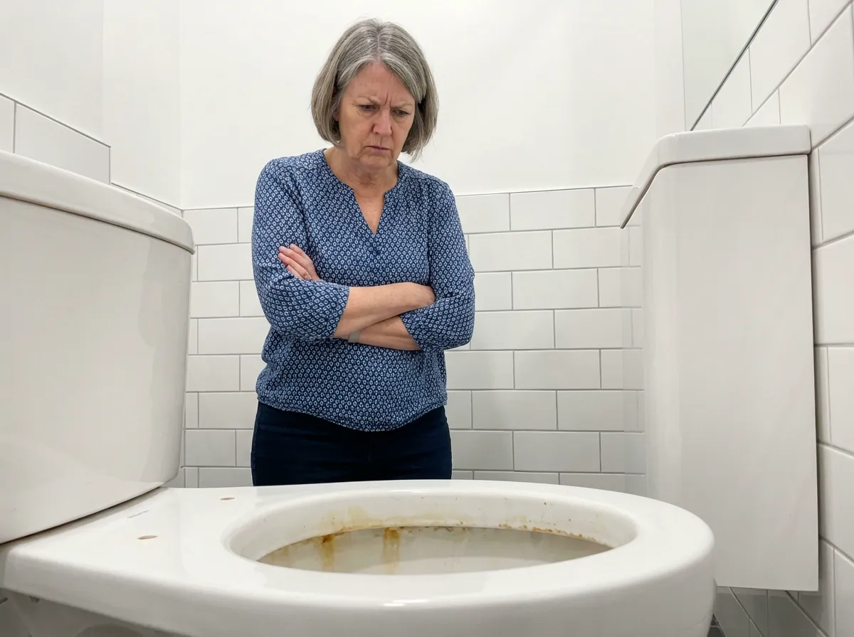 Suocera guarda con disapprovazione la toilette